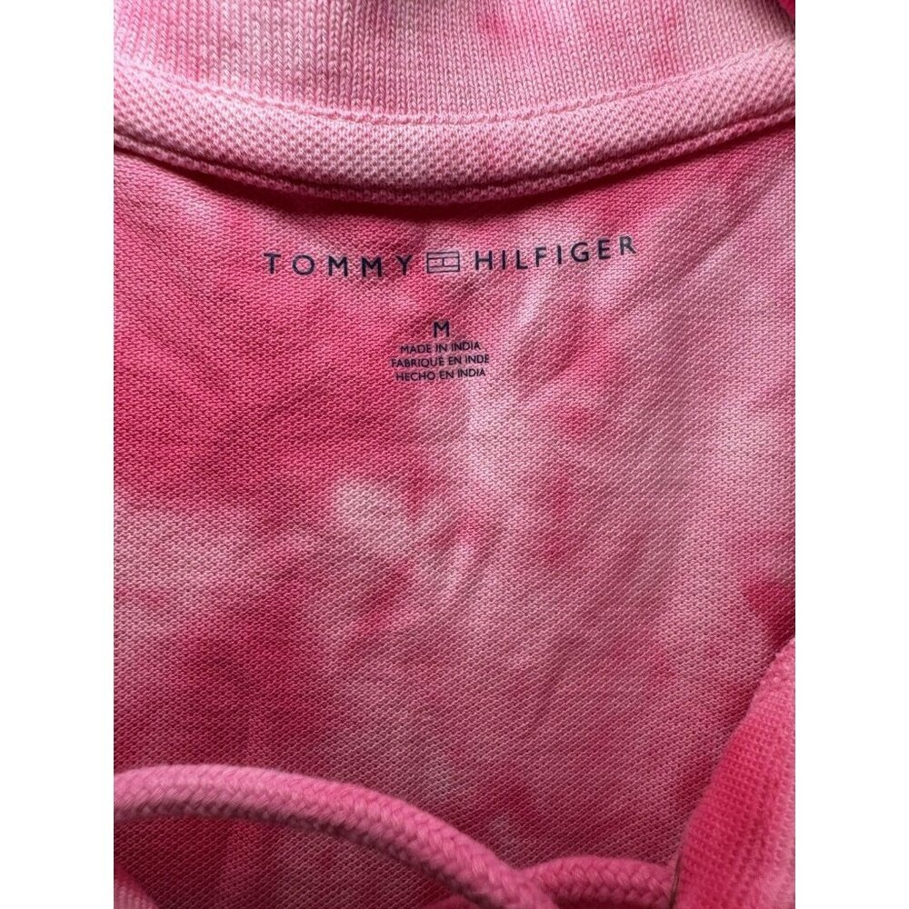 Tommy Hilfiger Pink Tie Dye Polo Dress Lace Up Cotton Size Medium NWT - Picture 9 of 11